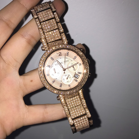 Michael Kors Accessories - Michael Kors Rose Gold Bling/Diamond Parker Watch